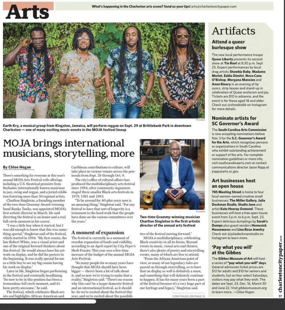MOJA Arts Festival is featured in the Charleston City Paper